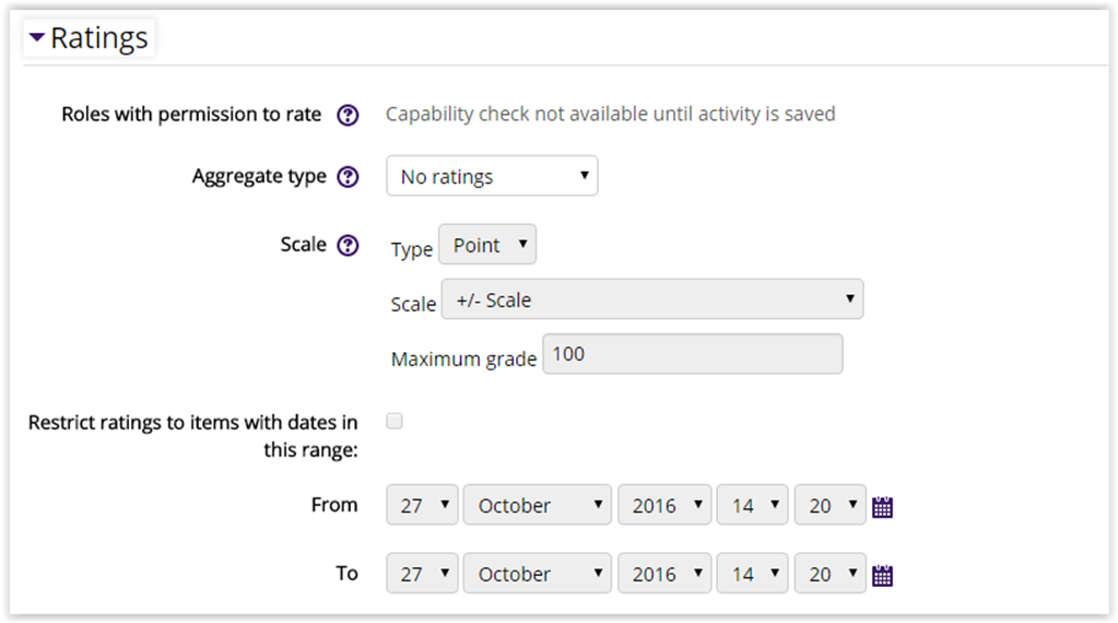 Ratings Settings