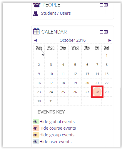 Moodle 3: Blocks: Delete a Calendar Event GROK Knowledge Base