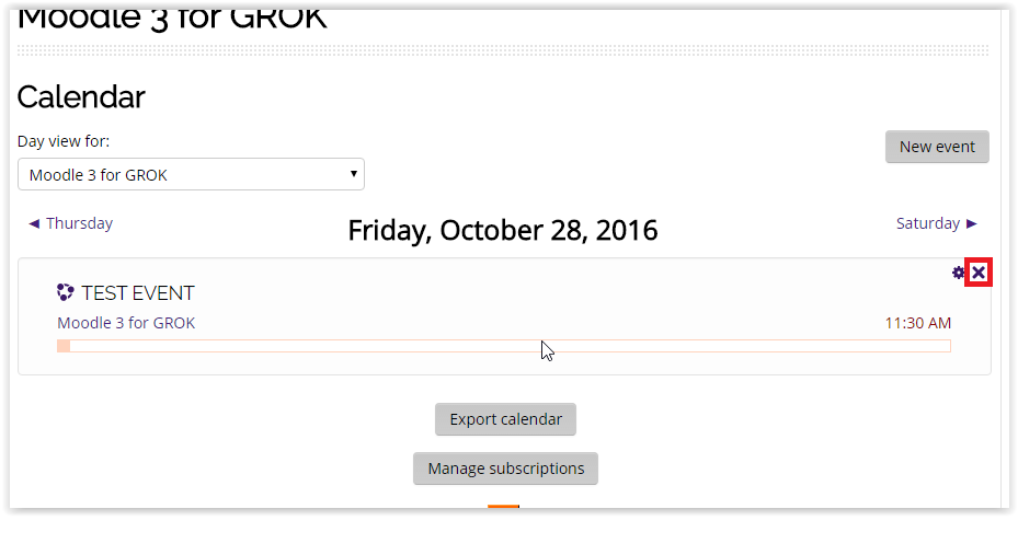 the event delete button