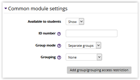 common module settings tab