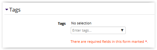 tags settings tab
