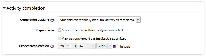 Feedback Activity Completion Settings