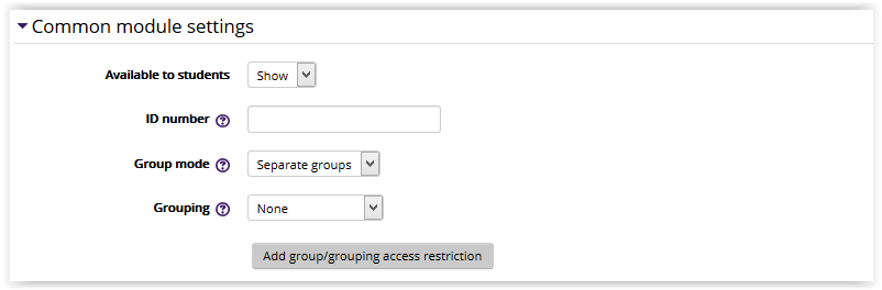 Feedback Common Module Settings