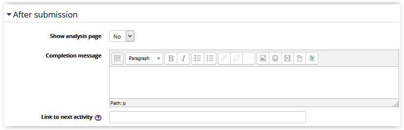 Feedback After Submission Settings