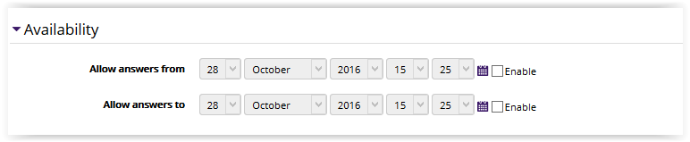 Feedback Availability Settings