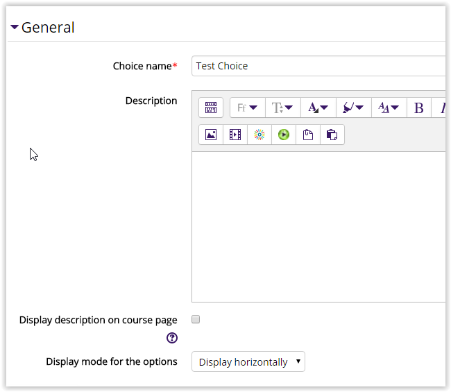 Choice general settings