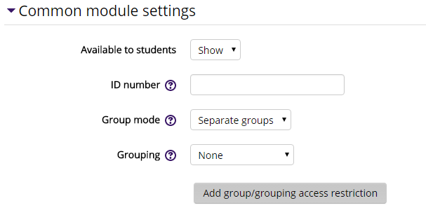 Lesson settings/common module settings in moodle 3