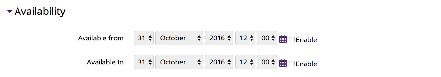 Availability Settings
