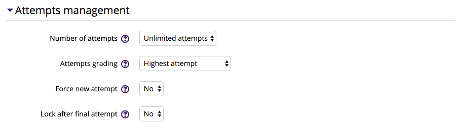 Attempts Management Settings