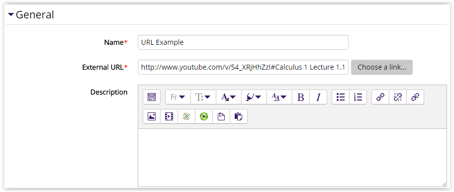 url settings, general tab