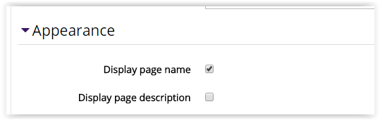 page settings, appearance tab
