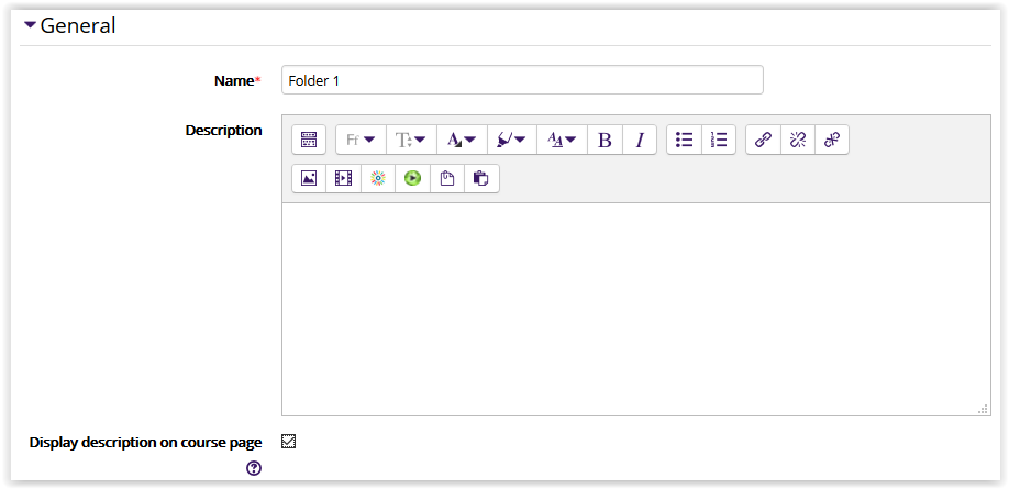 Folder General Settings