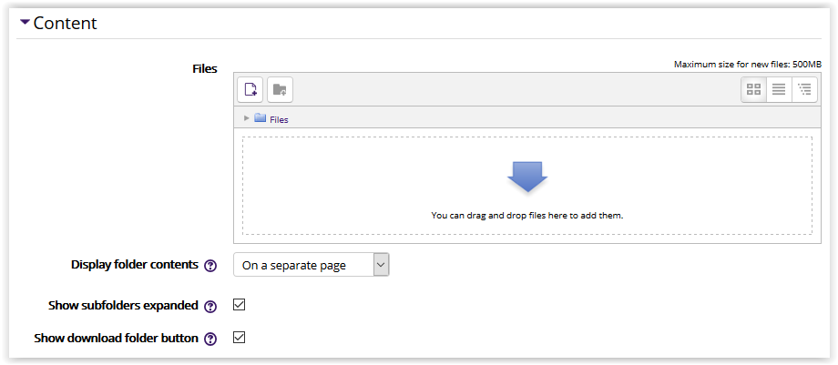 Folder Content Settings
