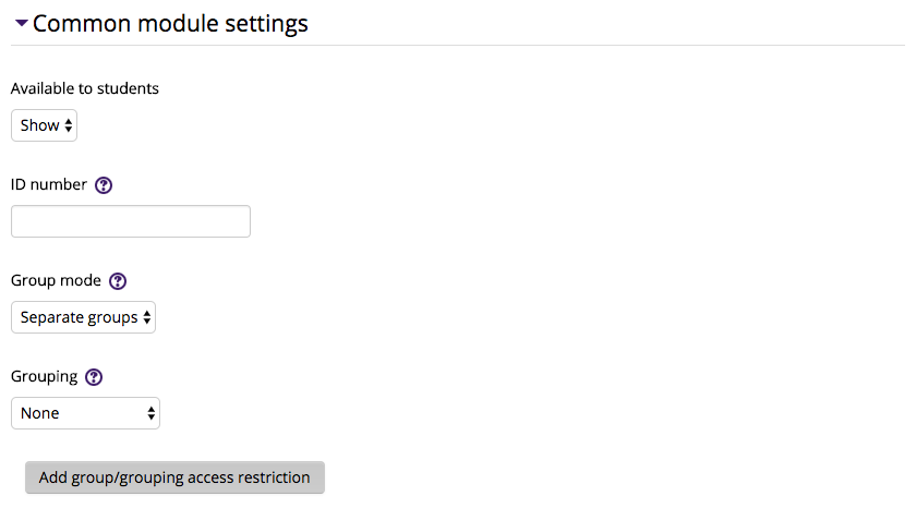Common Module Settings