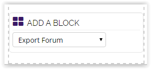the add a block drop down menu with export forum selected