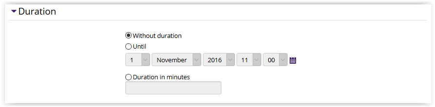 Calendar duration settings