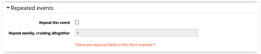 Repeated events settings