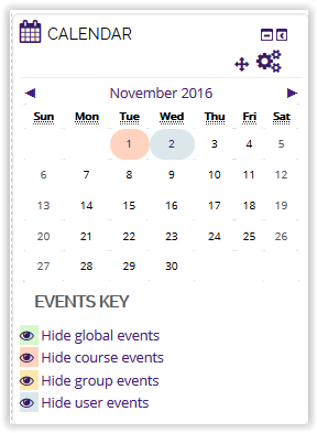 User event showing on calendar icon in moodle