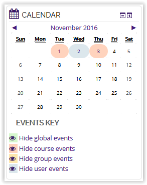 Course event visible on calendar block in moodle