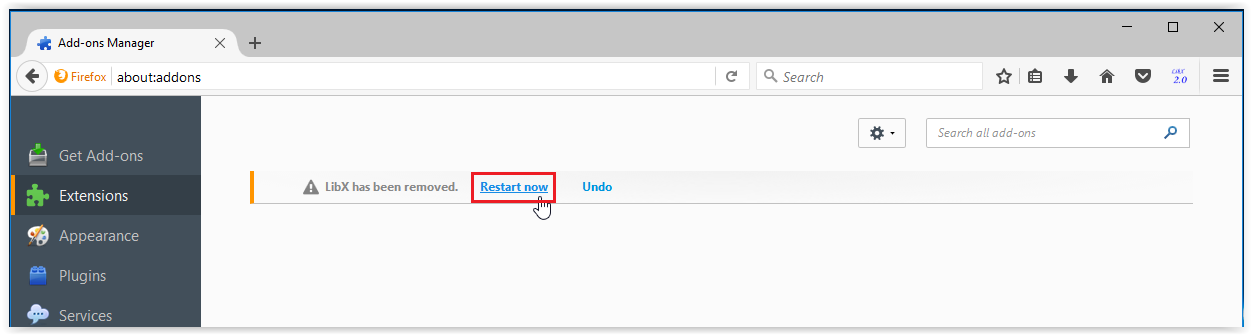 Restart now option