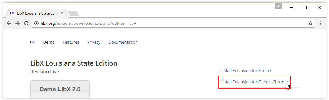 'Install Extension for Firefox' option