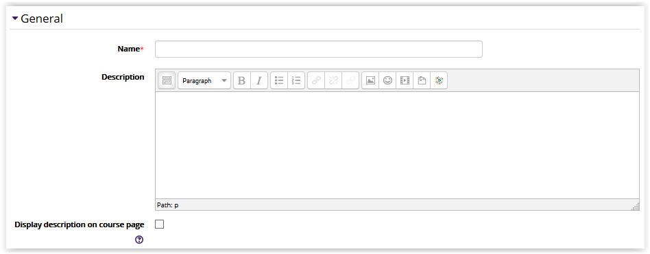The General section in database settings