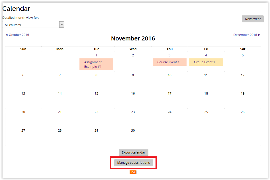 manage subscriptions button