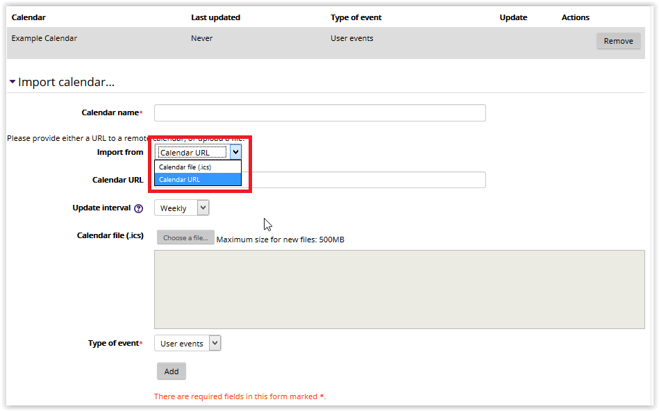 calendar import options