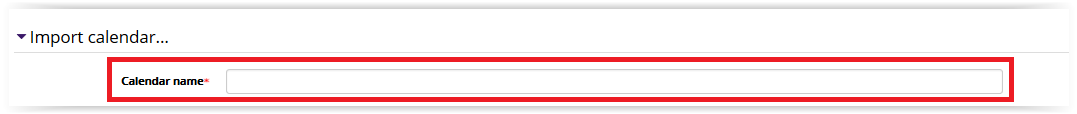 Calendar Name fieldbox