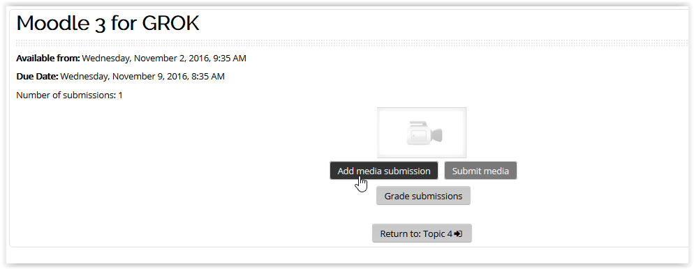 Add media submission button in kaltura in moodle 3