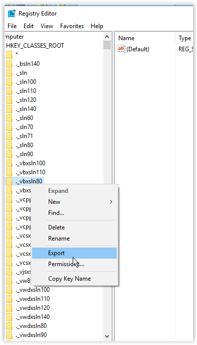 the export command.
