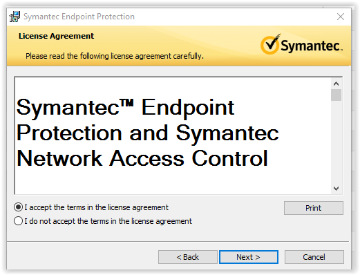 License agreement for symantec