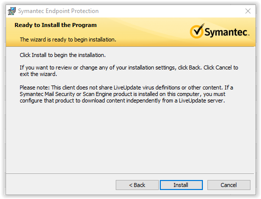 install window for symantec