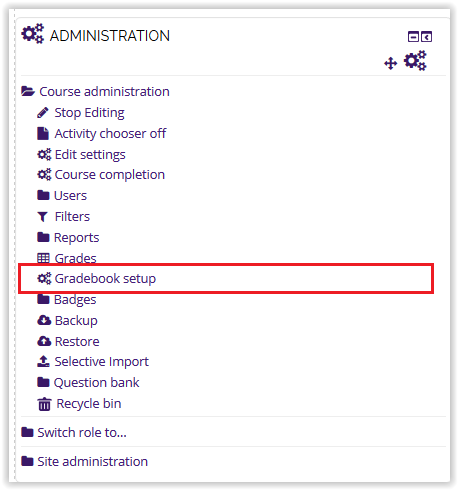 opening gradebook setup window