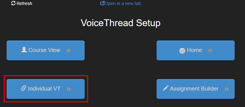 Individual VT in the VoiceThread setup window