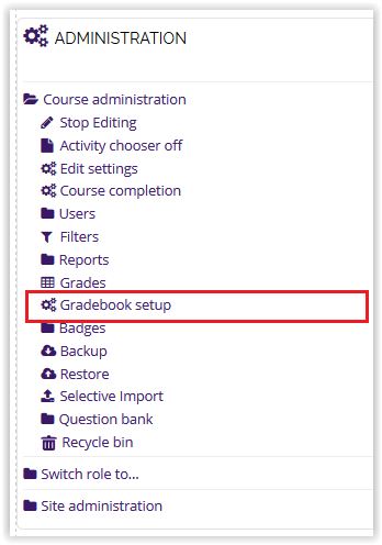 Gradebook Setup option under administration