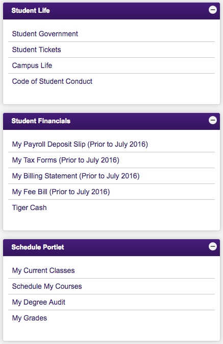 Student Resources page