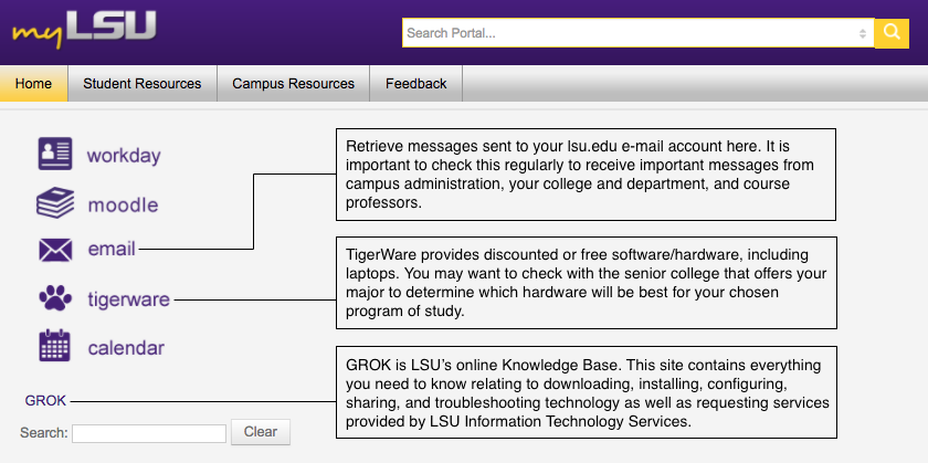 myLSU Portal definitions