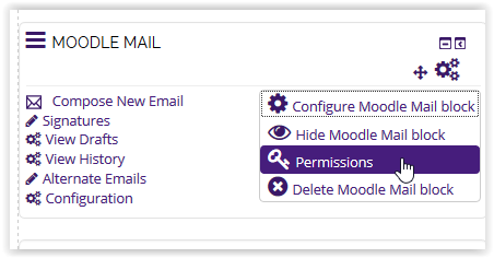 Permissions option