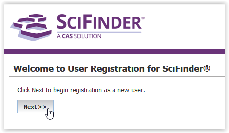 scifinder homescreen