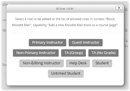 Role on the permissions dialog box.