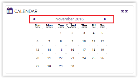 the month and year button in moodle calendar