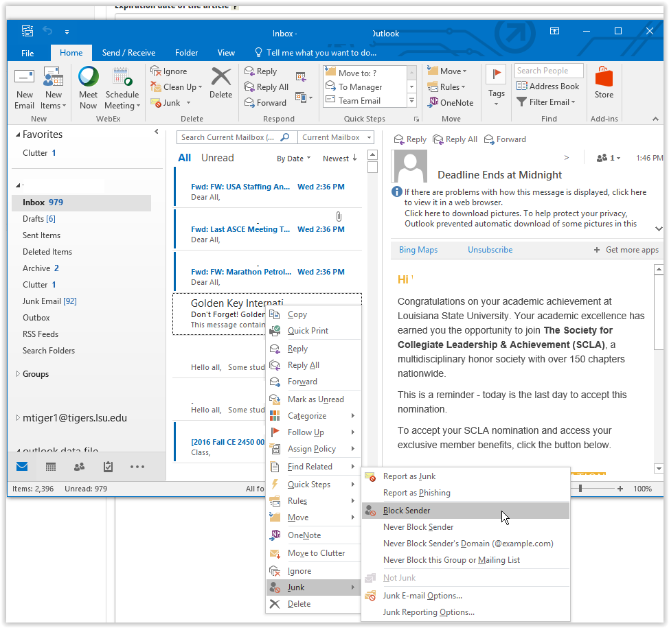 How Do I View Blocked Senders In Outlook 2016 | lifescienceglobal.com