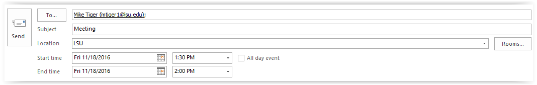 New Meeting invitation window