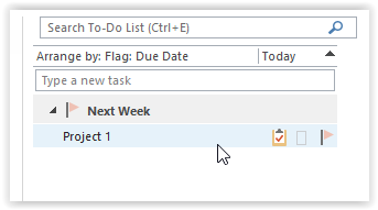 selecting a task in outlook