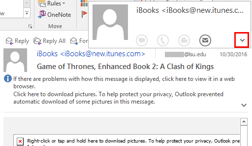 The down arrow highlighted at the bottom right corner of the pop up box