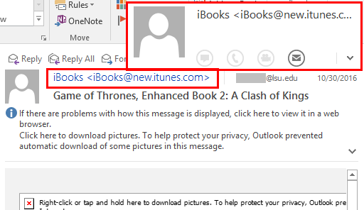 Email address with a pop up box above it