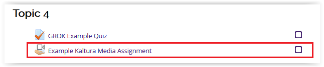 example of kaltura assignment in moodle