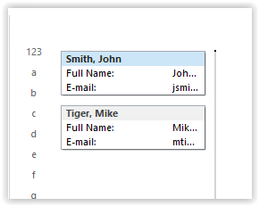 card view in outlook contact book