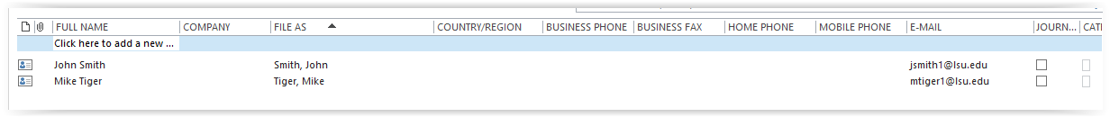 phone view in outlook contact book